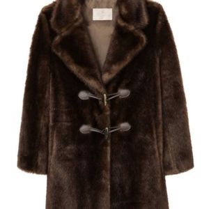 Gal Meets Glam Faux Fur Coat, Brown/Small/ New